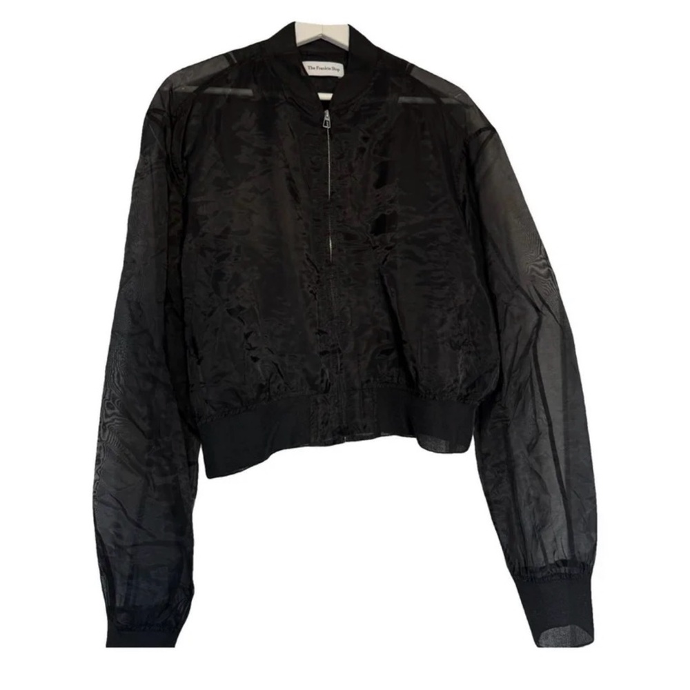 NEW The Frankie Shop Black Sheer Bomber Jacket